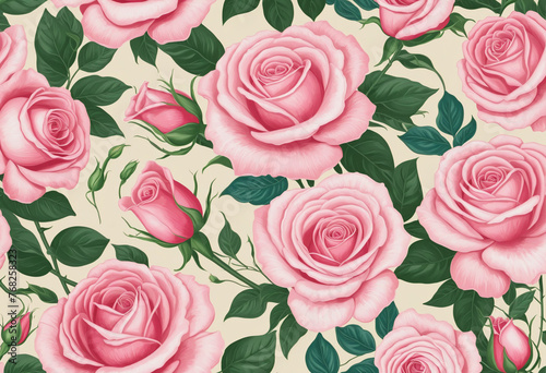 Floral pink roses seamless pattern graphic