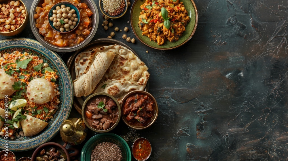 Ramadan pita on the table for suhoor and iftar. Food concept with top view. Ramadan pita on the table for suhoor and iftar. Food concept with top view.