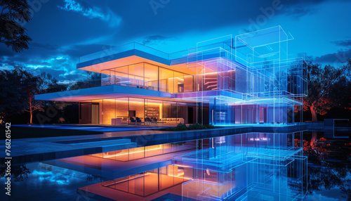 Digital Modern Smart Home Concept  System Intelligent Control House Concept