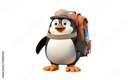 Explorer Penguin Having a Beg Isolated On Transparent Background PNG. © Faizan