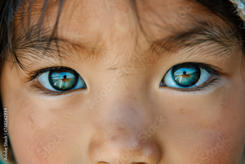 Close-up of a Mongol girl child with beautiful eyes