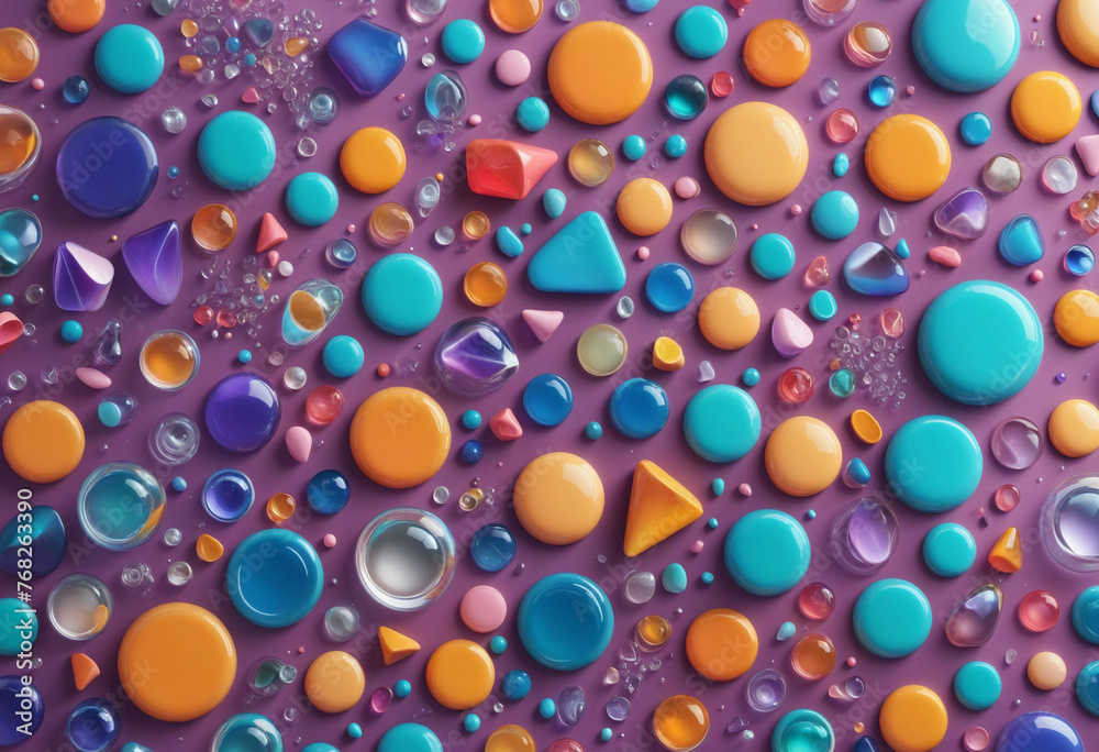 Set of abstract colorful shapes, 3d render