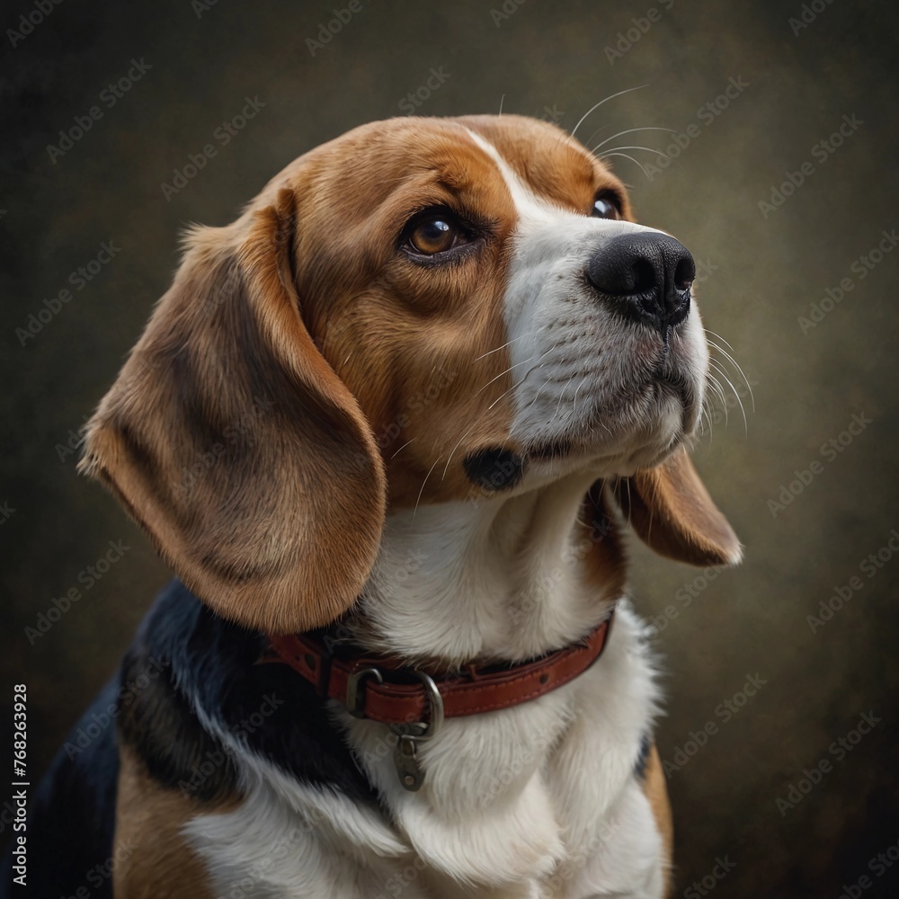 A photo of an amazingly cute, funny and charming beagle dog on a beautiful background. Generative AI