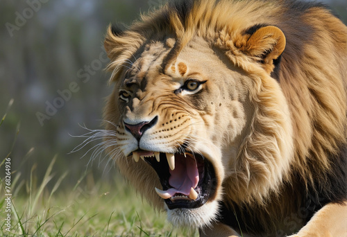 Lion png  transparent background  roaring  angry  isolated lion
