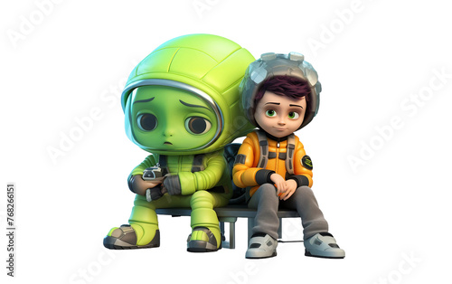 Quirky Space Boy Relaxing Isolated On Transparent Background PNG. © Faizan