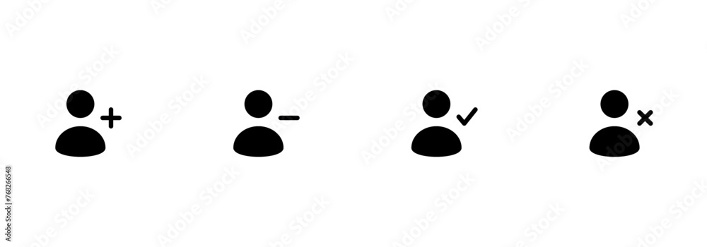 Add and remove user icons. Person icons with plus and minus symbols ...