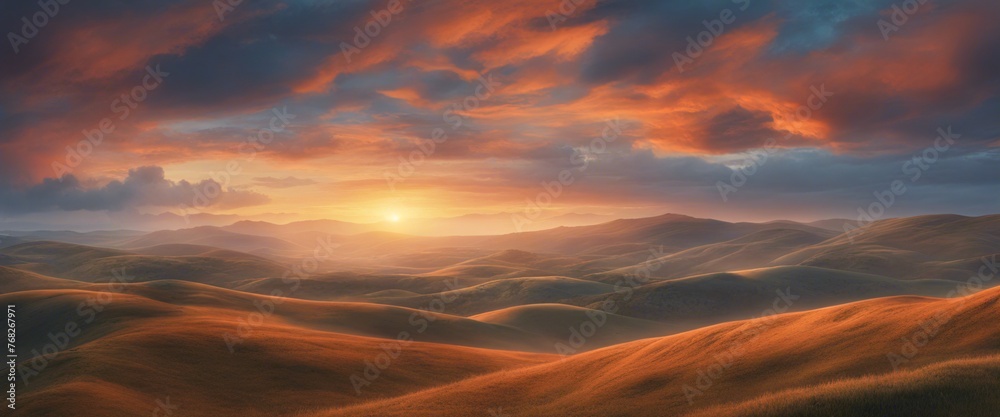 Obraz premium Amazing sunlit mountains, in illustration paint form