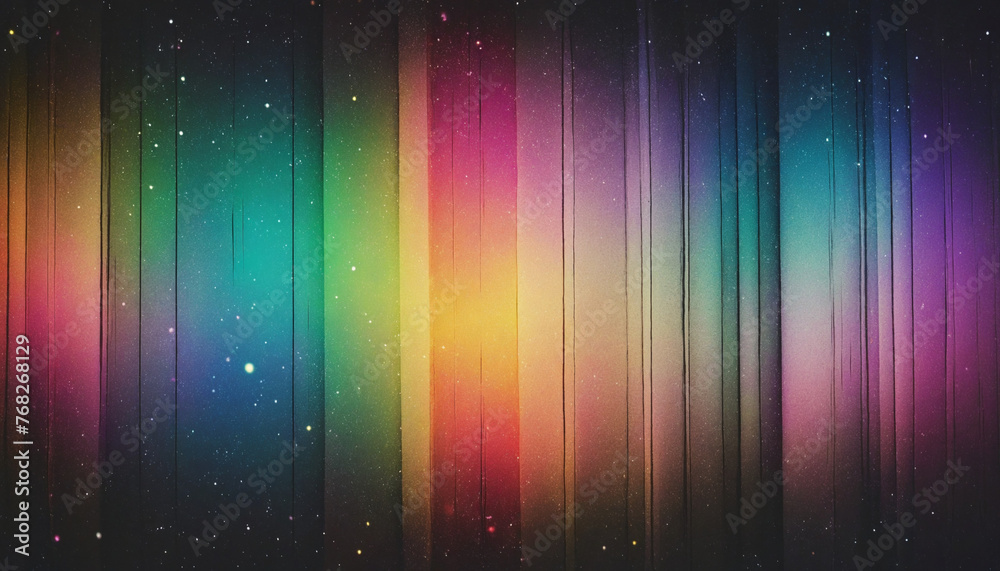Retro film photography effect. Grunge texture frame. Dusted Holographic Abstract Multicolored Vintage Retro Looking Backgound Photo, Rainbow Light Leaks Prism Colors. Blurred landscape, bokeh effect - obrazy, fototapety, plakaty 