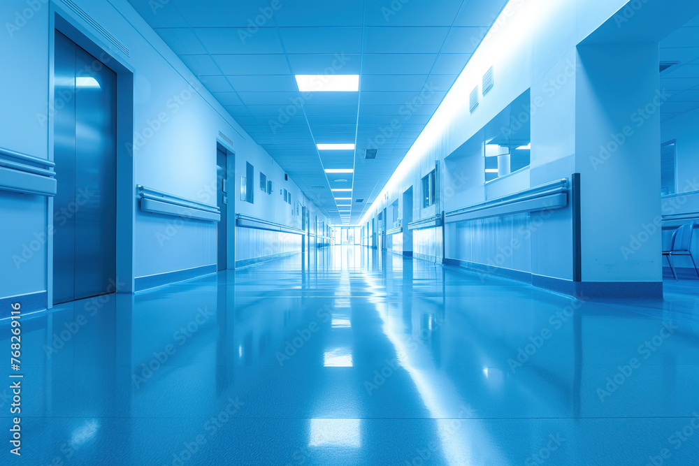 Interior of clinic is spacious and serene hallway in hospital AI Generative