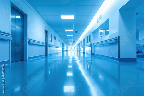 Interior of clinic is spacious and serene hallway in hospital AI Generative