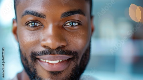 In this precise close-up, the resolute and confident visage of a thriving entrepreneur mirrors the unwavering determination and perseverance essential for fostering business expansion.