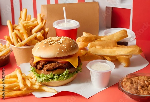 fast food burger drink set