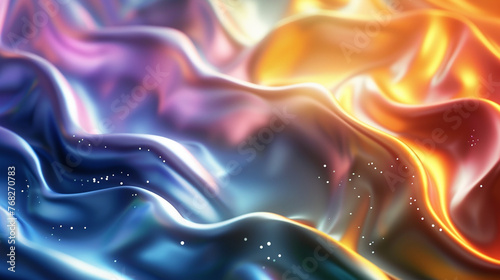 Metallic waves and ruffles - abstract background, horizontal banner