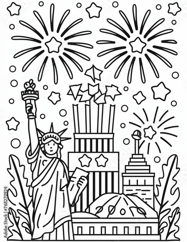 coloring page for children on the occasion of USA Independence Day