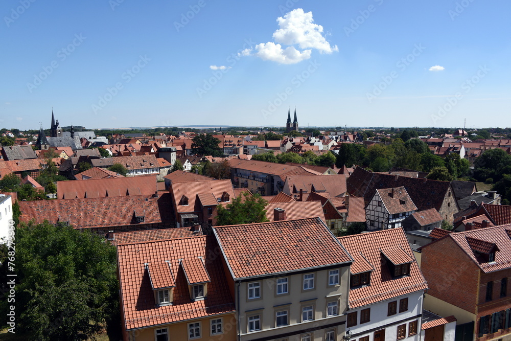 Quedlinburg, Blick vom Schlossberg auf die Stadt, Stadtansicht