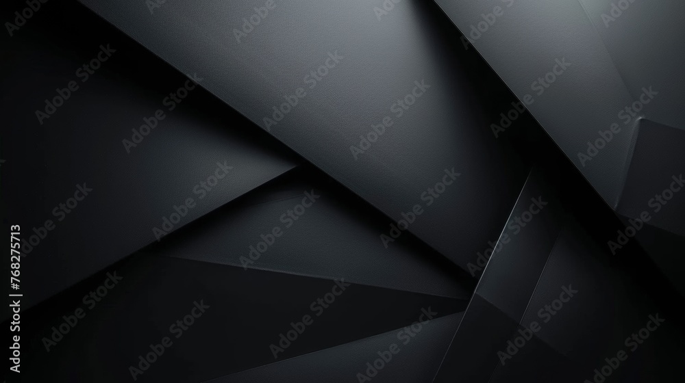 Dark angular shapes creating a mysterious abstract concept. Varying shades of darkness for a sophisticated design. - obrazy, fototapety, plakaty 