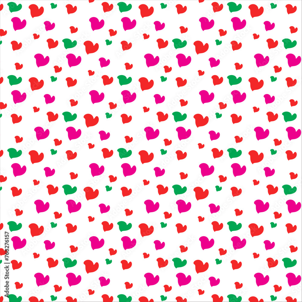 Cute heart shape design on a red color background. Valentin's Day Seamless Pattern
