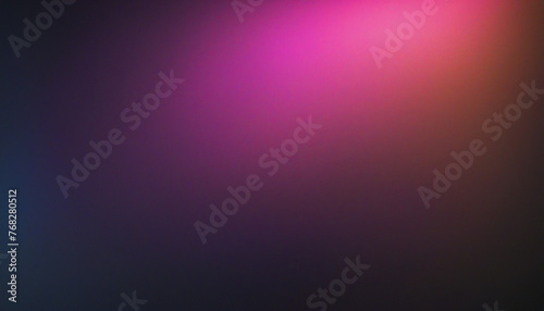 Dark blurry abstract gradient background, grainy texture, pink, orange, blue, black colors, copy space