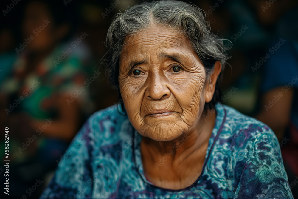 A poignant portrait of an elderly woman with deep, expressive eyes and a face marked by time, reflecting a lifetime of experiences and resilience. A poignant portrait of an elderly woman with deep, expressive eyes and a face marked by time, reflecting a lifetime of experiences and resilience.