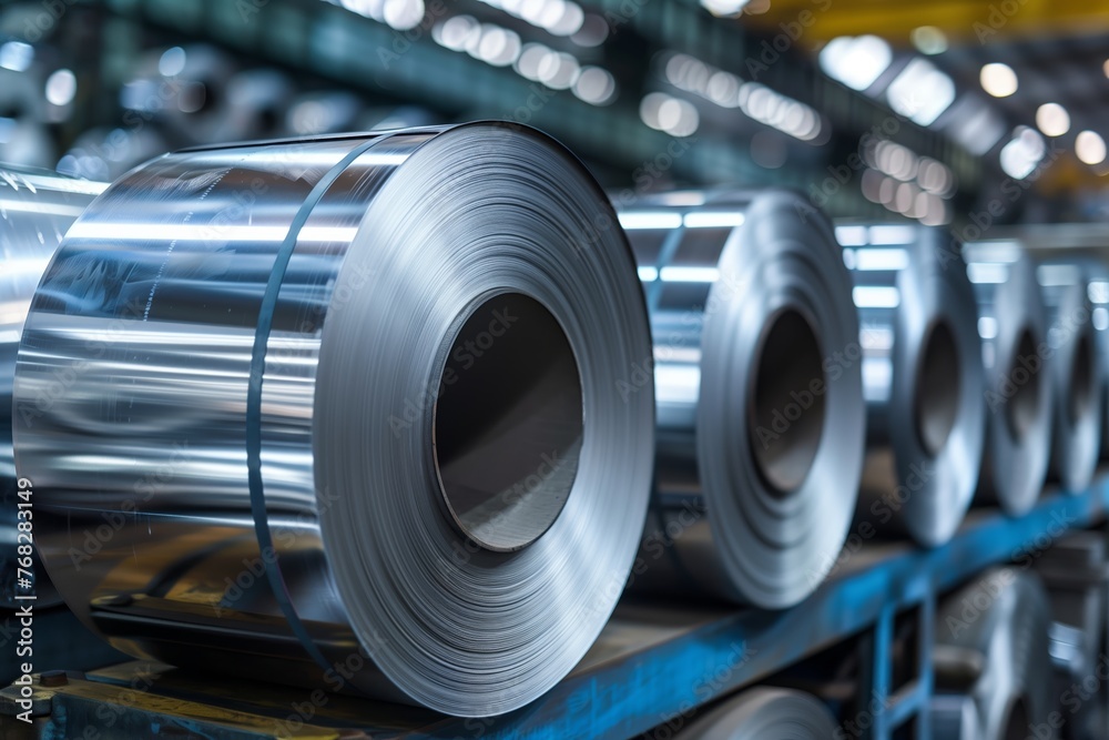 roll of aluminum sheet metal in an industrial warehouse roll of aluminum sheet metal in an industrial warehouse