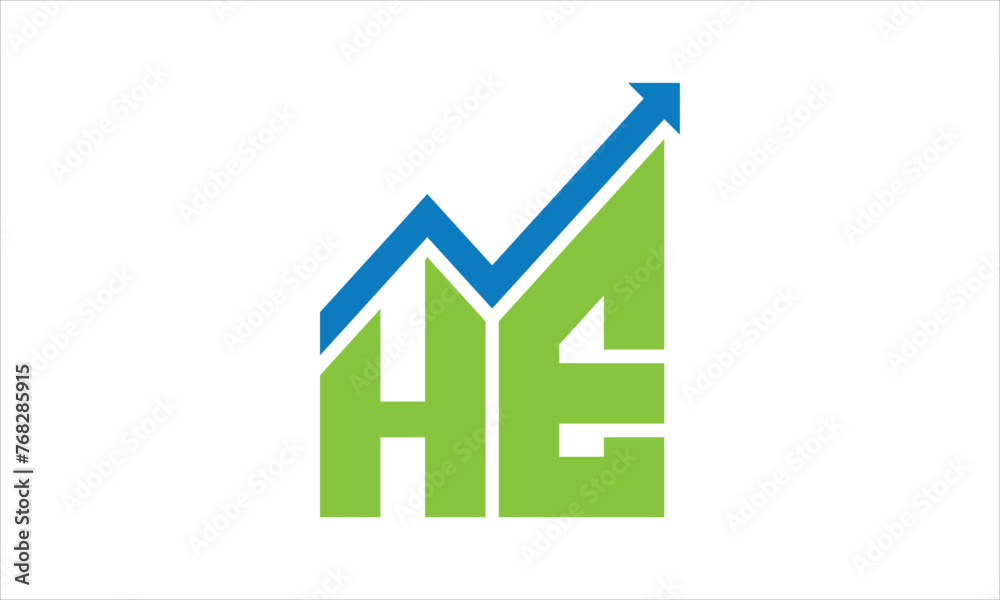 HE financial logo design vector template.