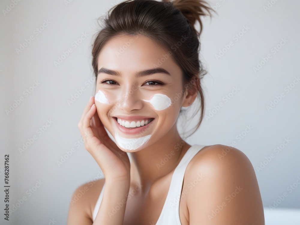 Portrait of a beautiful girl with makeup, mask on her face Portrait of a beautiful girl with makeup, mask on her face