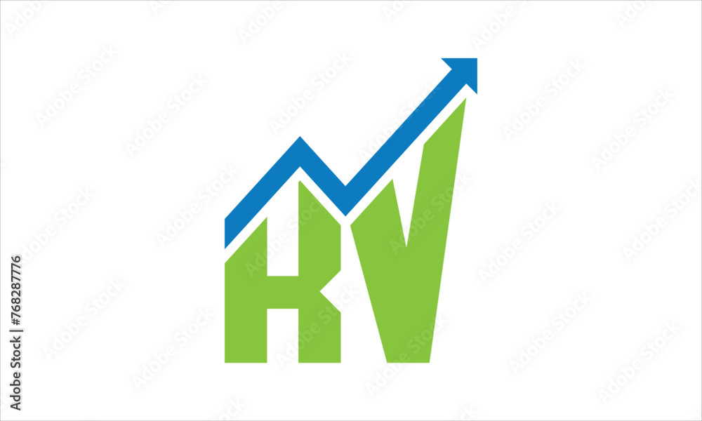 KV financial logo design vector template.