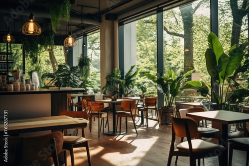 Modern empty cafe interior