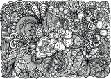 Abstract floral lineart for background,adult coloring book page,printing, engraving, banner and so on. Vector illustration