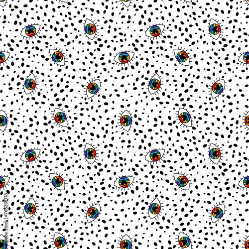 Lgbt rainbow eyes seamless pride pattern for wrapping paper and fabrics and summer print and party accessories