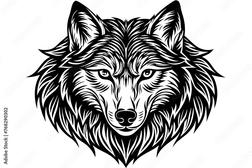 A realistic Wolf silhouette  vector art illustration