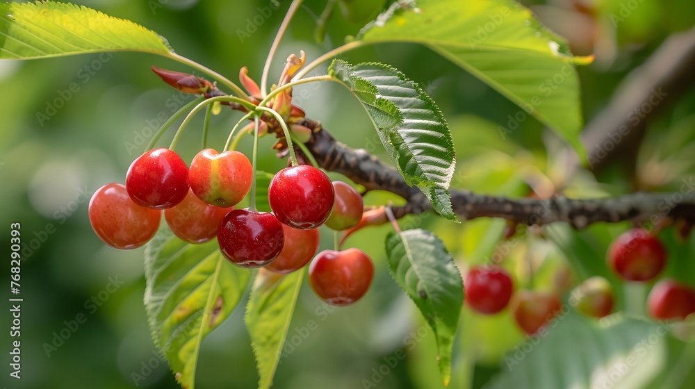 Wenchuan Cherry Hanging On The Branch, la drome, big cherry, silver berry Wenchuan Cherry Hanging On The Branch, la drome, big cherry, silver berry