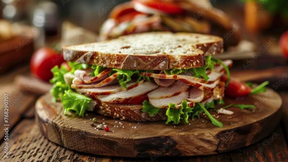 Zooming in on a Delicious Turkey Sandwich Zooming in on a Delicious Turkey Sandwich