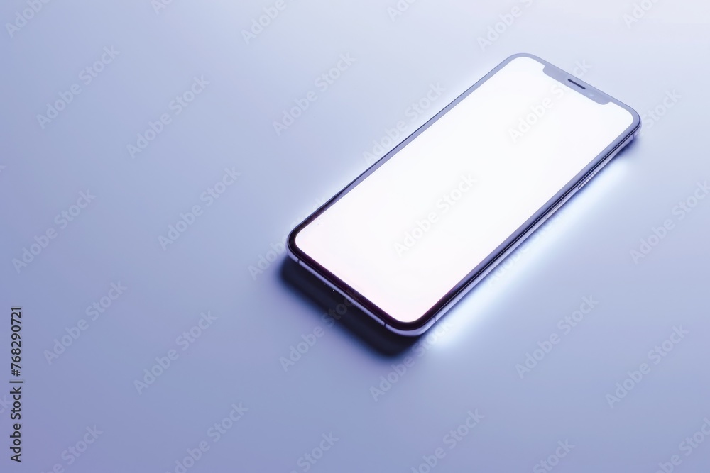 A modern smartphone with a striking light reflection on a blank screen highlighting contrast and brightness