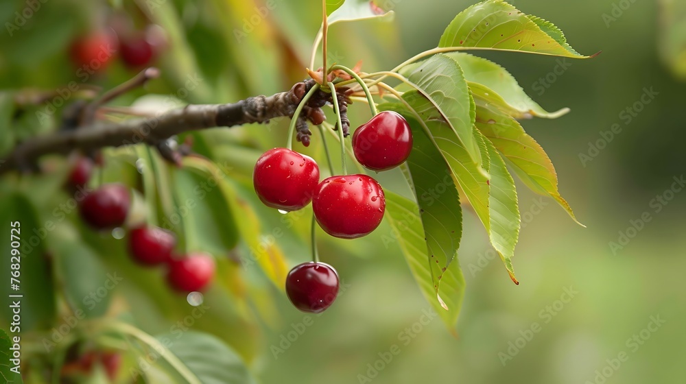 Wenchuan Cherry Hanging On The Branch, la drome, big cherry, silver berry