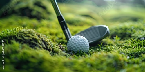A golf course with a golf c...