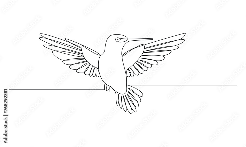 Vector continuous one simple abstract line drawing of humming bird isolated on a white background
Vector continuous one simple abstract line drawing of humming bird isolated on a white background
