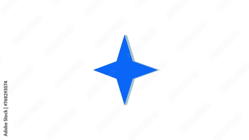 3d star four hand logo icon loopable rotated blue color animation on white background 3d star four hand logo icon loopable rotated blue color animation on white background
