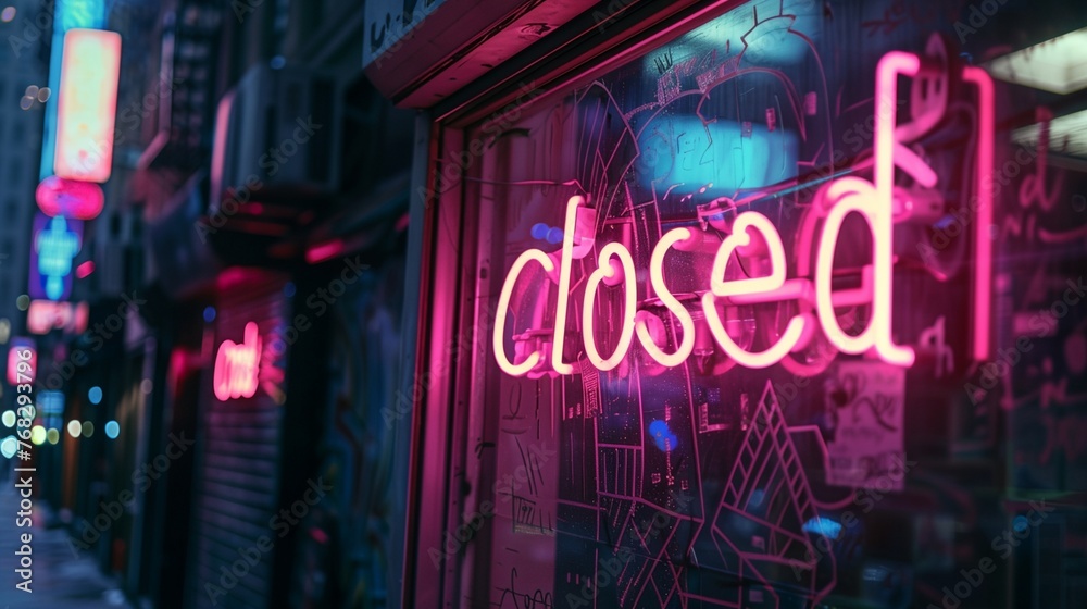 a neon sign that reads closed on a city street at night time a neon sign that reads closed on a city street at night time