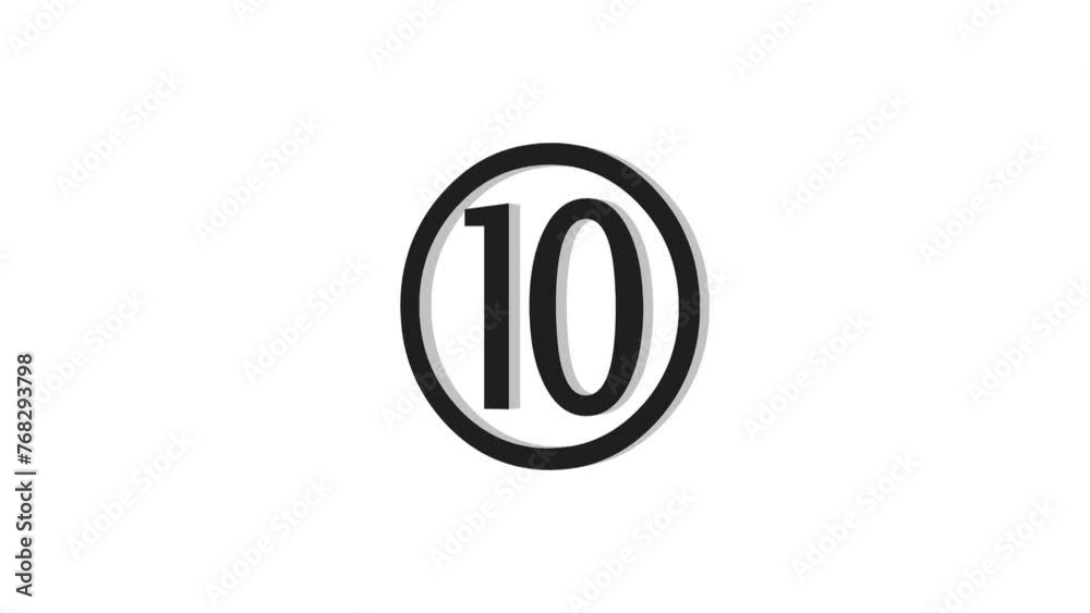 3d ten logo icon loopable rotated black color animation on white background 3d ten logo icon loopable rotated black color animation on white background