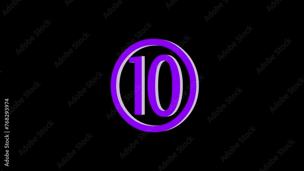 3d ten logo icon loopable rotated purple color animation on black background 3d ten logo icon loopable rotated purple color animation on black background