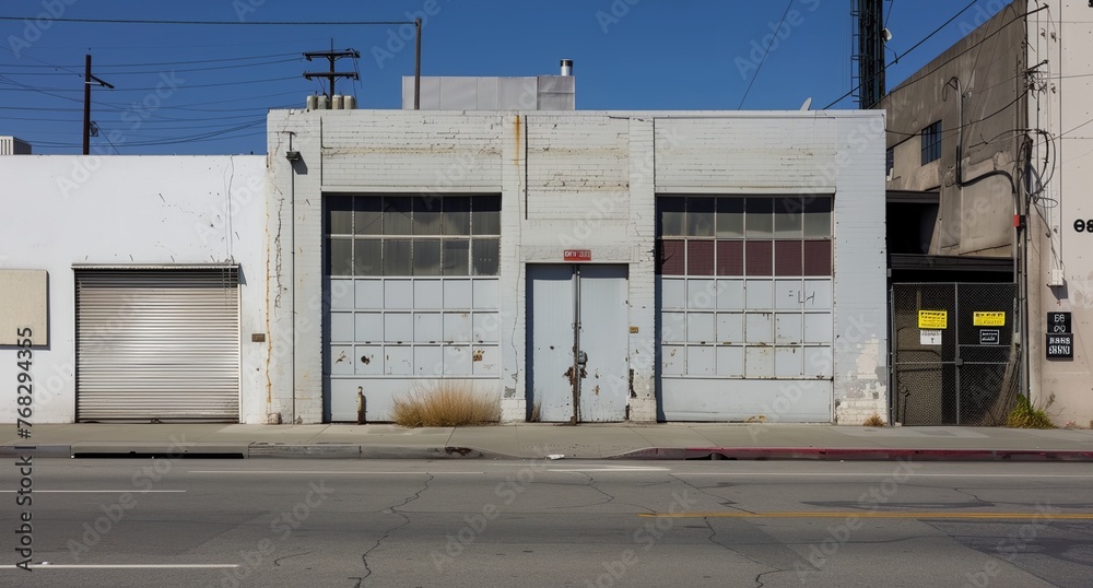 an old run down building sitting on the side of a road