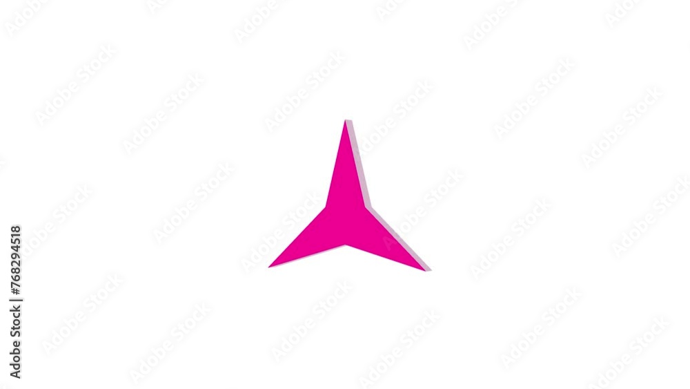 3d three star three hand logo icon loopable rotated pink color animation on white background 3d three star three hand logo icon loopable rotated pink color animation on white background