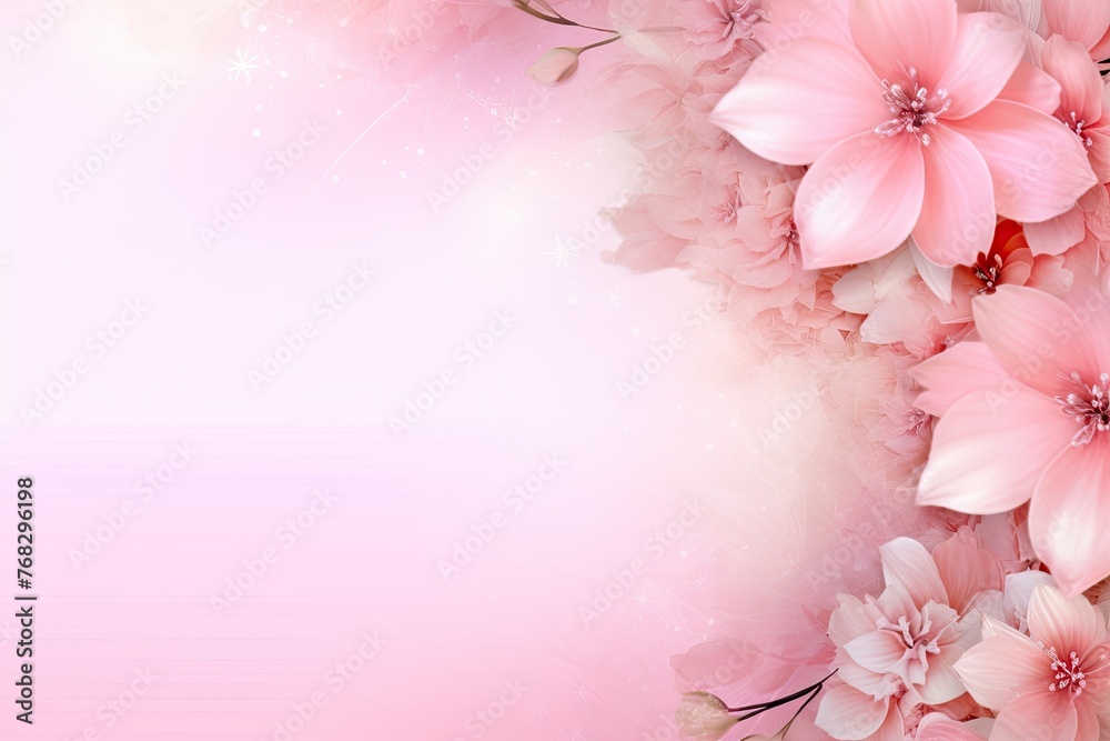 Soft pink floral background with copy space, spring concept