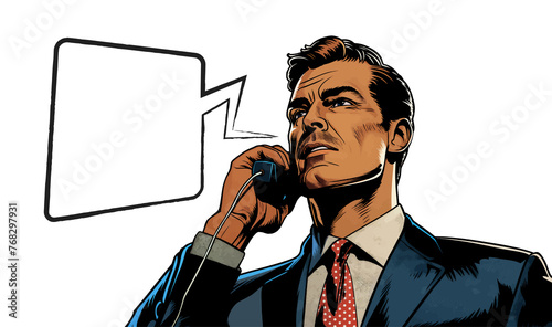Businessman talking on phone PNG illustration with transparent background photo