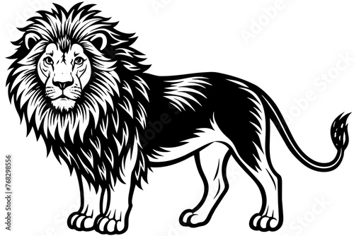 A realistic lion silhouette vector art illustration