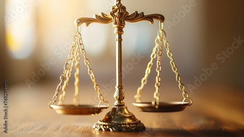 The detailed and abstract close-up of justice scales emphasizes the legal law concept