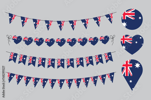 Australia decorative symbols, set of vector design elements, australian flag, love Australia