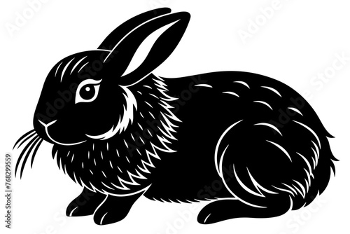 american fuzzy lop rabbit silhouette vector illustration