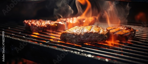 Close Up of Hot Charcoal Grill Glowing And Lit